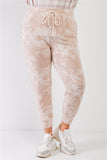 Plus Tie-dye Bleached Effect High Waist Comfy Jogger Pants