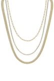 3 Layered Metal Rhinestone Chain Necklace