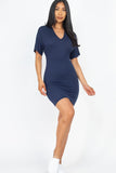 Dolman Sleeves Solid Mini Dress