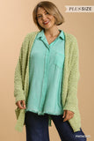 Open Front Oversized Cardigan Sweater With Pockets