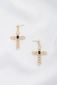 Cross Curb Link Dangle Earring